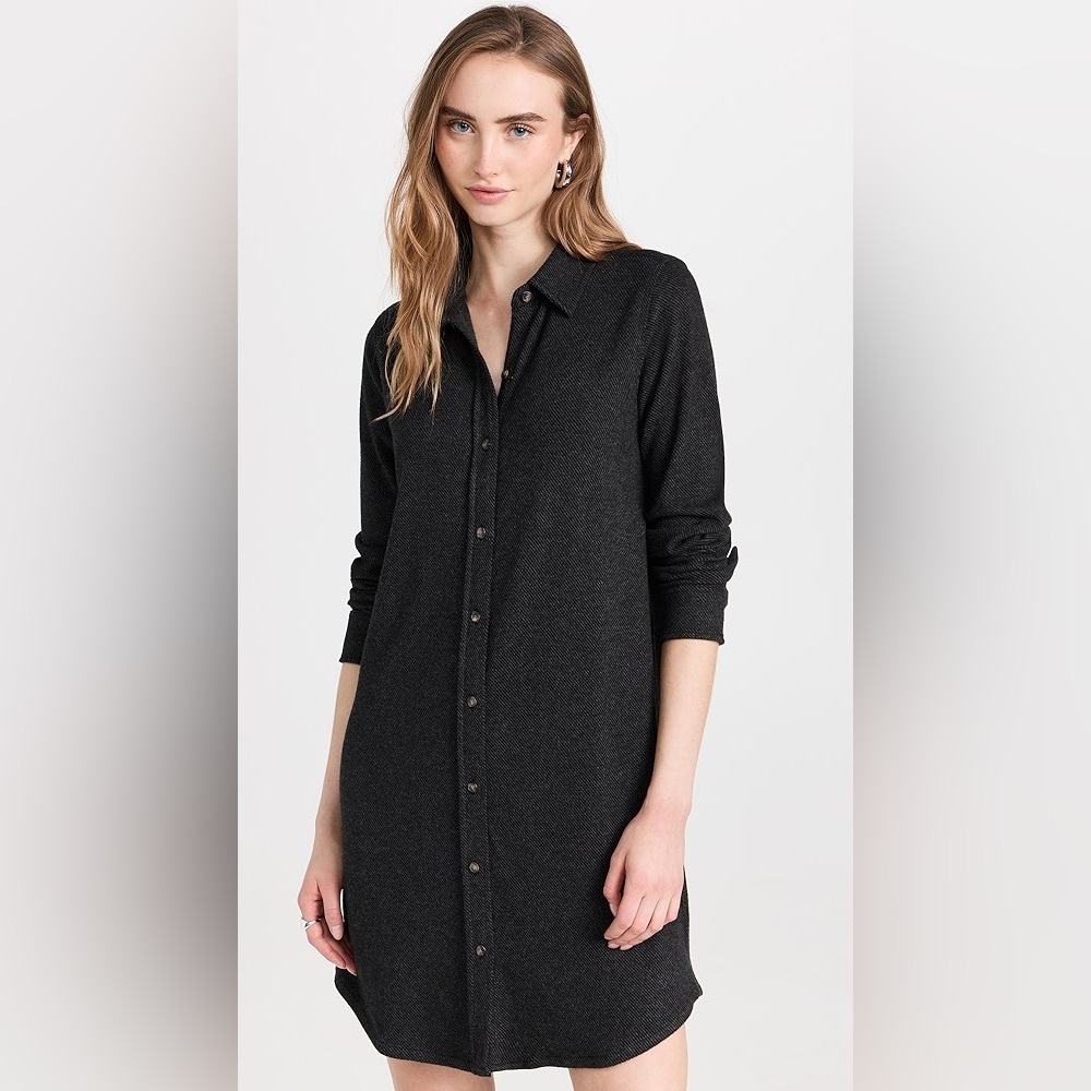 NWT Faherty Legend Sweater Dress Heathered Black Twill Size L